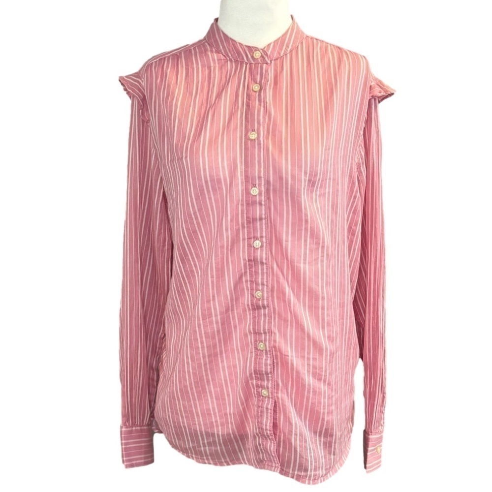 Joe Fresh Pink and White Striped Button Down Shirt - Size Small